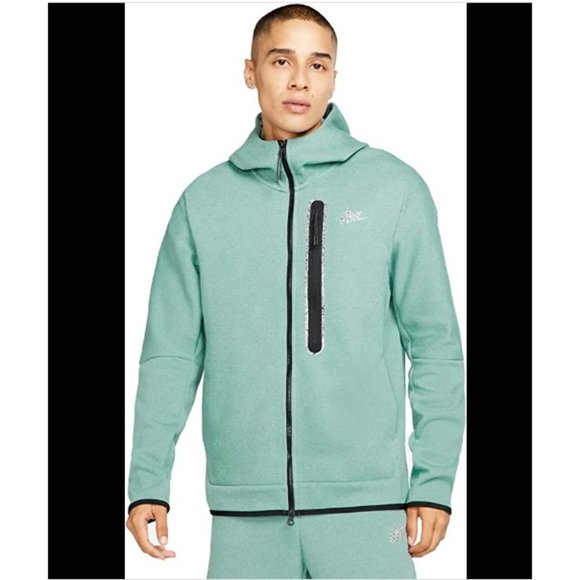 Nike Sportswear Tech Fleece Full Zip Ice Green Black DR9150-361 Men Sizes M & L